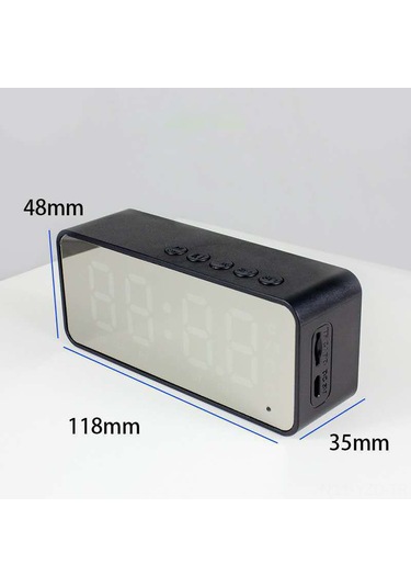 Yuntech01 Müzik Ve Alarm Çift Fonksiyonlu Mini Bluetooth Hoparlör, Aynalı Led Ekran, Yüksek Kaliteli Ses, Pilli Ev Kullanıma Uygun Pembe