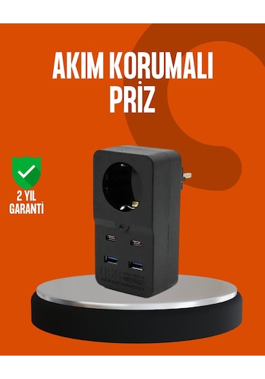 Universal Akım Korumalı Priz 4 Usb Type C Destekli Yüksek Isı Dayanımlı