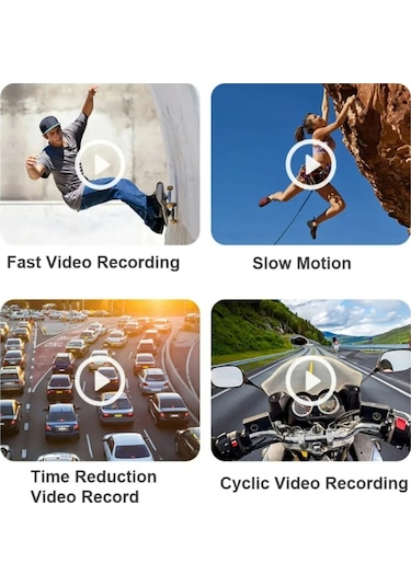 4k Kafa Monte Video Kamera - 120 Geniş Açı Lens, Anti-shake, Dahili Pil, App Kontrolü