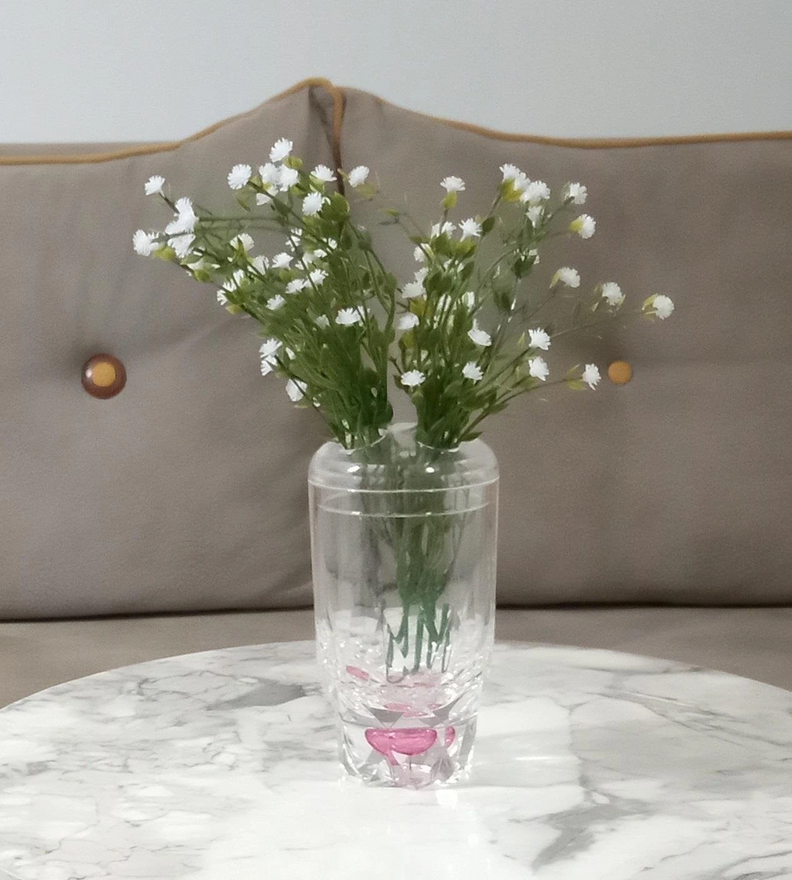 2 Adet Vazo Dahil,vazoda Çiçek,beyaz Yapay Çiçek,vazo Dekoratif Kristal Damlalı 6x6x19cm Çok Renkli