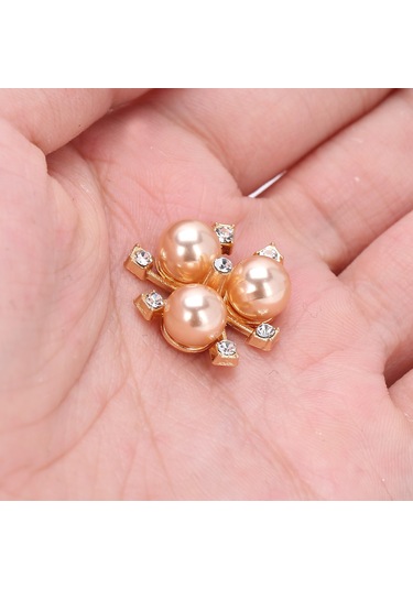 Lemestar Şampanya Rengi 3 İmitasyon İpek Çiçek, Cam Taşlı Broş, Gömlek Yaka/üst Dekorasyon, 20 Adet, Dikiş/çapaklı Kullanim, El Yapımı Aksesuar Malzemesi Çok Renkli