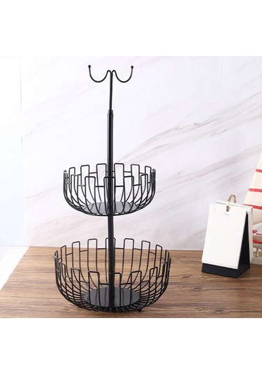 Suntek Demir Sanat 2 Katlı Asılı Meyve Sepeti Tutucu Depolama