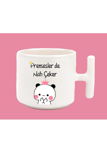 Prensesler De Nah Çeker Espirili Baskılı T Kulplu Latte Kupa Bard