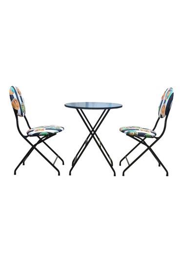 Katlanabilir Frida Desenli Metal Masa Ve Sandalye Takımı - 2 Sand