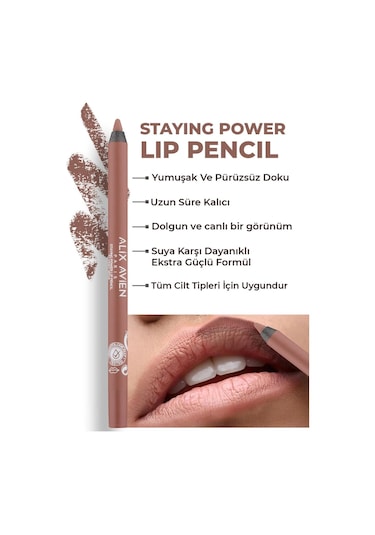 Alix Avien Suya Dayanıklı Uzun Süre Kalıcı Yumuşak Dudak Kalemi Staying Power Lip Pencil 51 Pinky Beige