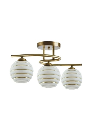 S Model Modern Gold Şerit Camlı Plafonyer Avize A