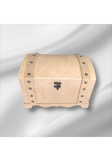 Ahşap Boyanabilir Takı-makyaj-aksesuar- Dekoratif Klipsli Orta Boy Çok Amaçlı Sandık Kutu