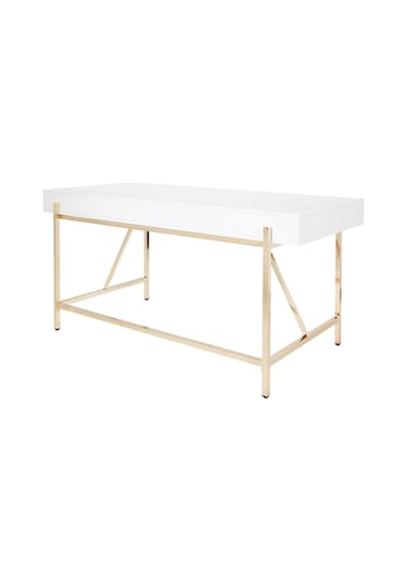 Mandy Gold Metal Beyaz Çalışma Masası