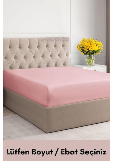Pembe Renkli %100 Pamuklu Penye Kumaş Fitted Lastikli Çarşaf Pembe