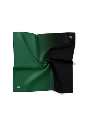 Levidor Twill İpek Eşarp - Degrade - Yeşil Siyah - Yeşil Siyah