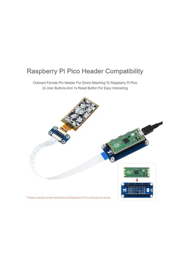 Waveshare 2.13 İnç 212 X 104 Piksel Siyah/beyaz Esnek E-kağıt E-mürekkep Ekran Modülü Raspberry Pi Pico İçin, Spı Arayüzü