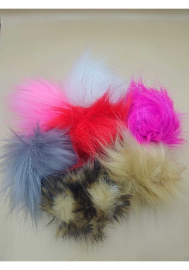 Camel Taşlı Tilki Tüyü Leopar Desenli Angel Anahtarlık