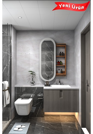 Çok Amaçlı Aynalı Takı Dolabı Mdf Kapak - Çam - Oval Çerçeve