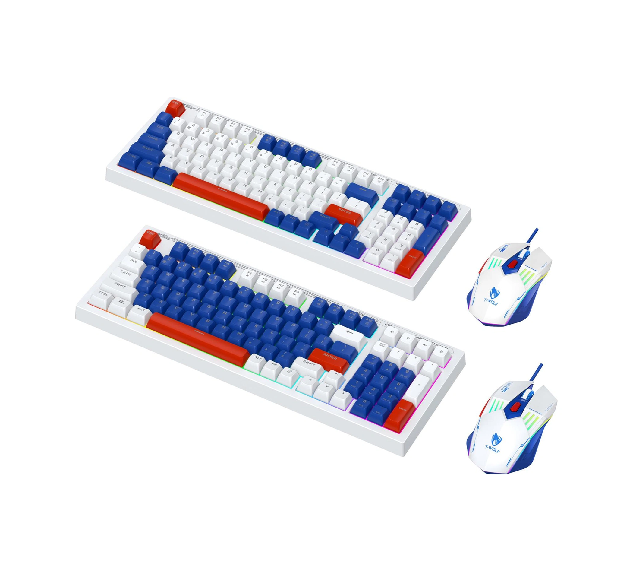 Sones T-wolf Tf610 Usb-c/type-c Kablolu 98 Tuşlu Klavye Ve Fare Kombinasyonu Çift Tonlu Tuş Başlıklı Oyun Seti