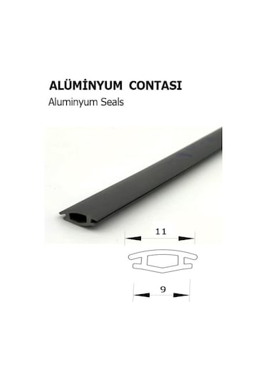 Contacall Alüminyum Raylı Dolap Fitili / Raylı Dolap Kapak Contası Ray Fitili 10 Metre Siyah