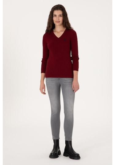 U.s. Polo Assn. Kadın Bordo Kazak /triko 50313625-vr014 Bordo