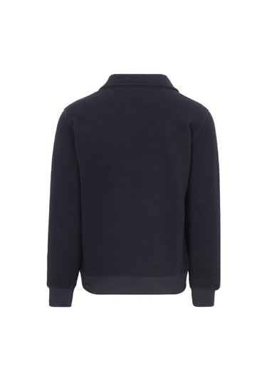 Erkek Polo Yaka Yarım Fermuarlı Aplike Armalı Sweatshirt - Lacivert Evenıng Blue