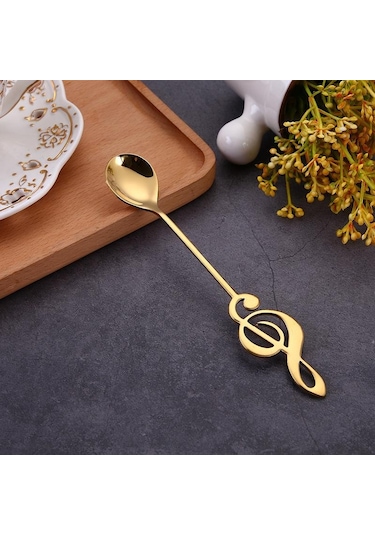 Altın Paslanmaz Çelik Müzik Notaları Kahve Kaşığı Karıştırma Fincan Kaşık Müzik Çubuğu Dondurma Kaşığı Mutfak Aracı Kaşık Aksesuarları