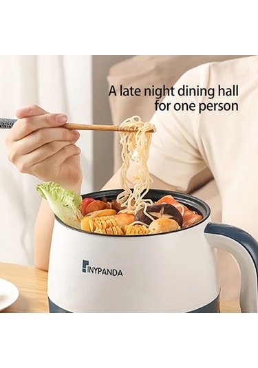 Honeybeeshop Inypanda Mini Elektrikli Pisirici Beyaz 2 İn 1 Cift Ates Gucu Yapismaz Kapasite Kucuk Mutfak Ve Kamp Icin Kompakt Tasarim Beyaz