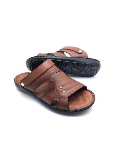 Umut Deri Büyük Numara Ortopedik Masajlı Terlik (485690415)