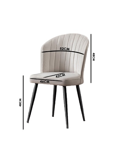 Rubi Sandalye - Babyface Krem - Siyah Metal Ayak 2 Adet - Salon Sandalyesi / Mutfak Sandalyesi Krem