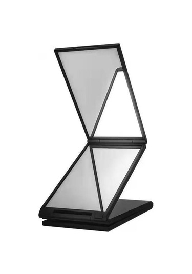 4 Yönlü Ayna 360 Derece El Tipi Masaüstü Taşınabilir Katlanabilir Makyaj Aynası Kendi Saçınızı Kesmek İçin Makyaj Aynası Güzellik Aracı Siyah