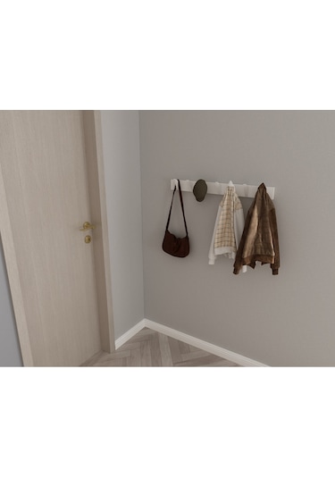 Hepsi3boyutlu Modern Duvar & Kapı Kanca Askılık - 7 Adet Beyaz Kanca Askılık - Model No : 5 Beyaz