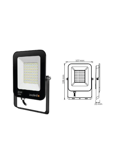 İnoled 20w 6500k Egra Serisi Ip66 Beyaz Led Projektör 7202-01