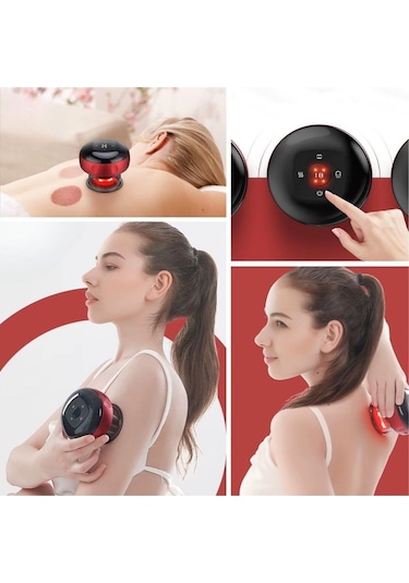 12 Kademeli Sıcaklık Emişli Bardak Çekme Terapisi, Vakumlu Masaj Aleti,terapi Cihazı Gua Sha-masaj Cihazı Beyaz