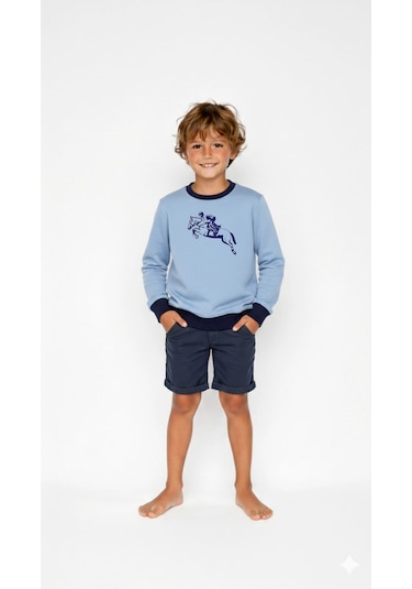 Coupon Çocuk Sweatshirt / Logo Baskılı Mavi