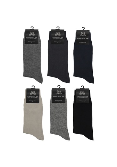 Pamuklu Erkek Soket Uzun Düz Asorti Çorap Dikişsiz 6'lı Çok Renkli
