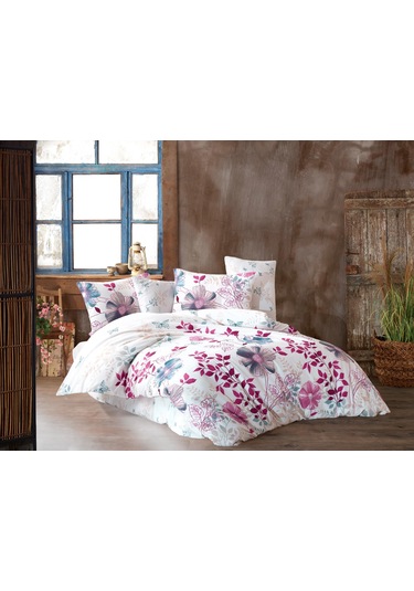 Çiçek Desenli Çift Kişilik Nevresim Takımı Çok Renkli