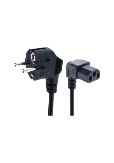 C13 Power Kablosu 90° Derece Dirsek L Uç - Dik Açılı - 1.8 mt