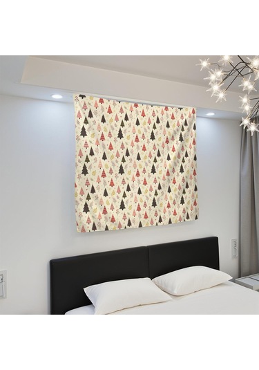 50x50 İnç Noel Temalı Kare Duvar Halısı, Oturma Odası, Yatak Odası Ve Genç Odası Dekoru İçin