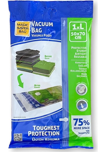 Vakumlu Hurç Poşet L Beden 50x70 Cm Şefaf