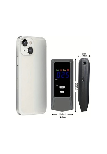 Xuweiwei Aat088 Şarj Edilebilir Dijital Alkolmetre Led Ekran Usb Şarj 8 Yedek Ağızlık Kişisel Ve Profesyonel Kullanım İçin Taşınabilir