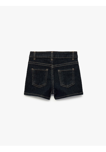 Koton Pamuklu Cepli Denim Şort Koyu İndigo 6skg40109ad Koyu Indigo