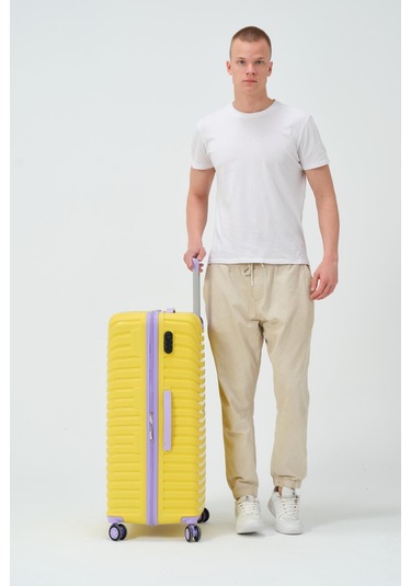 Keo-plus Sarı-lila Büyük Boy Silikon Kırılmaz Pp Valiz Sarı - Mor