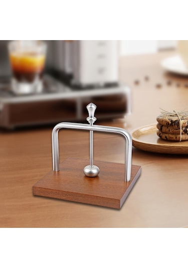 Homyl Tezgah Peçetelik Masa Üstü Mendillik Ahşap Taban Dekoru Gümüş