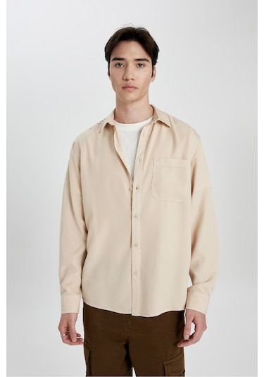 DeFacto  Regular Fit Basic Düz Tensel Uzun Kollu Gömlek B2907AX24SPBG732