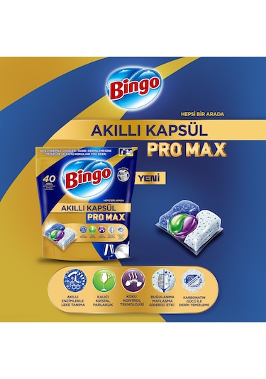 Bingo Akıllı Kapsül Pro Max Bulaşık Makinesi Deterjanı 2 x 60 Tablet