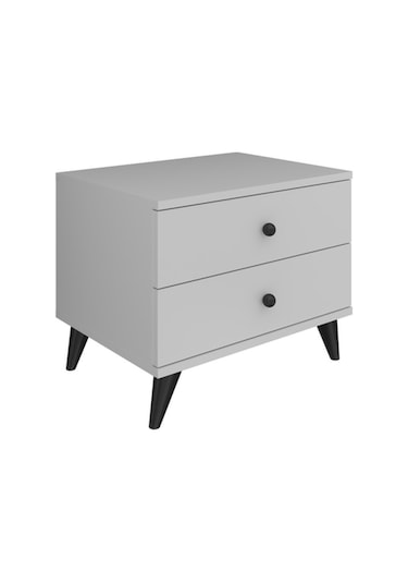 Simple Komodin 2 Çekmeceli 60x44x48 Beyaz Beyaz