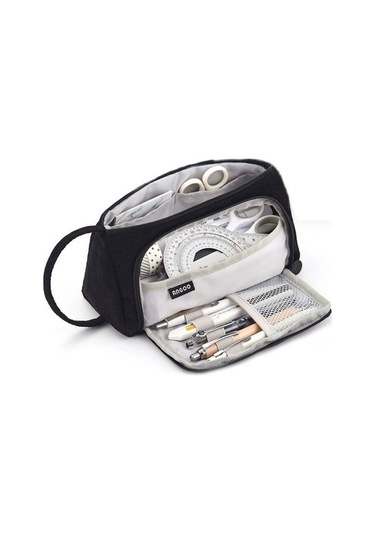 Angoo Öğrenciler Için Büyük Kapasiteli Kadife Kırtasiye Çantası - Siyah Sds41w Diğer