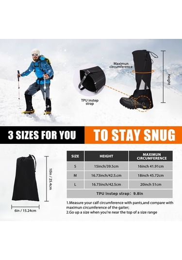 Youtek Kış Sporları İçin Su Geçirmez Kar Bileklikleri - Yürüyüş Ve Dağcılık İçin Pratik Çözüm, Siyah, M Boy