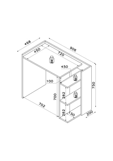 Ruby Çalışma Masası Antrasit Ceviz