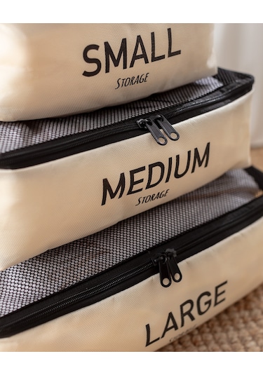 Madame Coco Eva 3'lü Bavul İçi Düzenleyici - Krem 8684427147733 Ekru