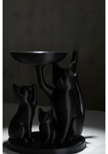 Oxyteez Kedi Figürlü Dekoratif Obje Siyah Renk Reçine Tasarım Ev Ve Ofis Dekorasyonu