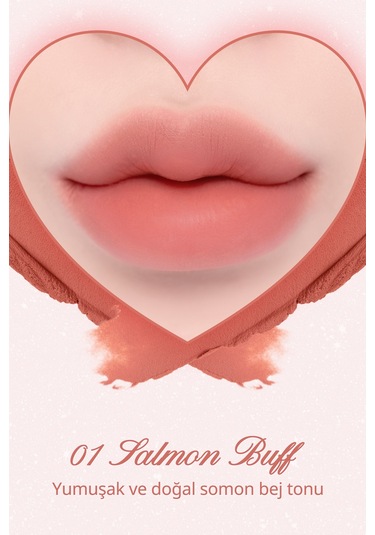 Dasique Kalp Tasarımlı Yoğun Pigmentli Köpük Yapılı Kadife Bitiş Sunan Ruj Souffle Color Pot 01 Salmon Buff 01 Salmon Buff