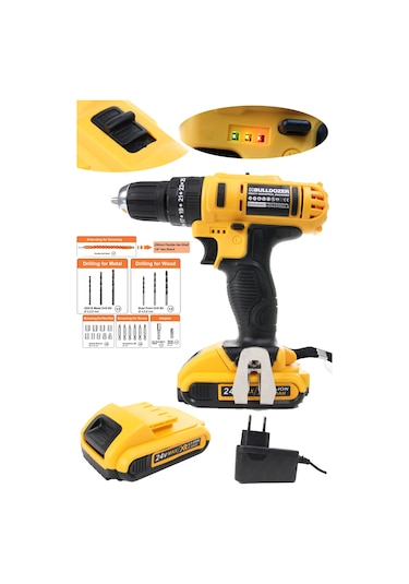 Bulldozer Çift Akülü 24vr Darbeli 24 Parça Aksesuar Setli Şarjlı