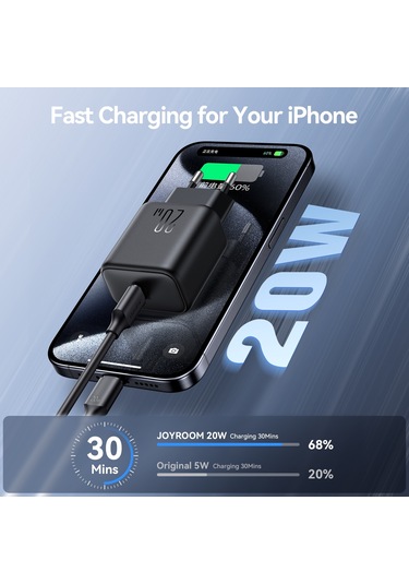 Joyroom Jr-tcf20 Pd20w Usb-c / Type-c Bağlantı Noktası Şarj Cihazı, Fiş:ab Fişi Siyah